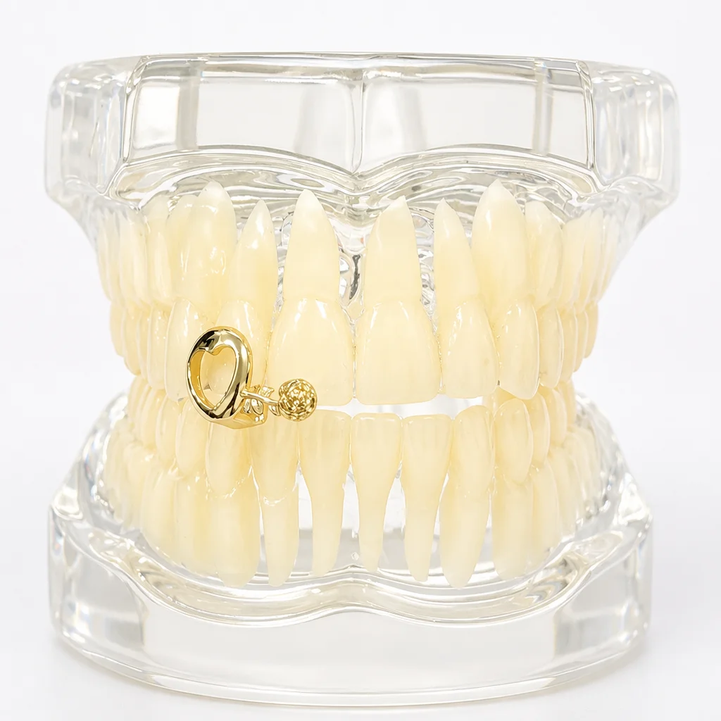Hip-Hop Braces, Gold-Plated Hollowed-Out Rose-Shaped Braces, Heart-Shaped Braces, Halloween Accessories