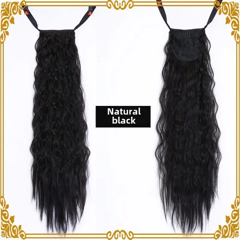 Realistic Women's Hair Extensions Corn Wave Tie-Dye Braid Fake Tail Hairpieces Asian Fiber Long Hair Wig Ties Included