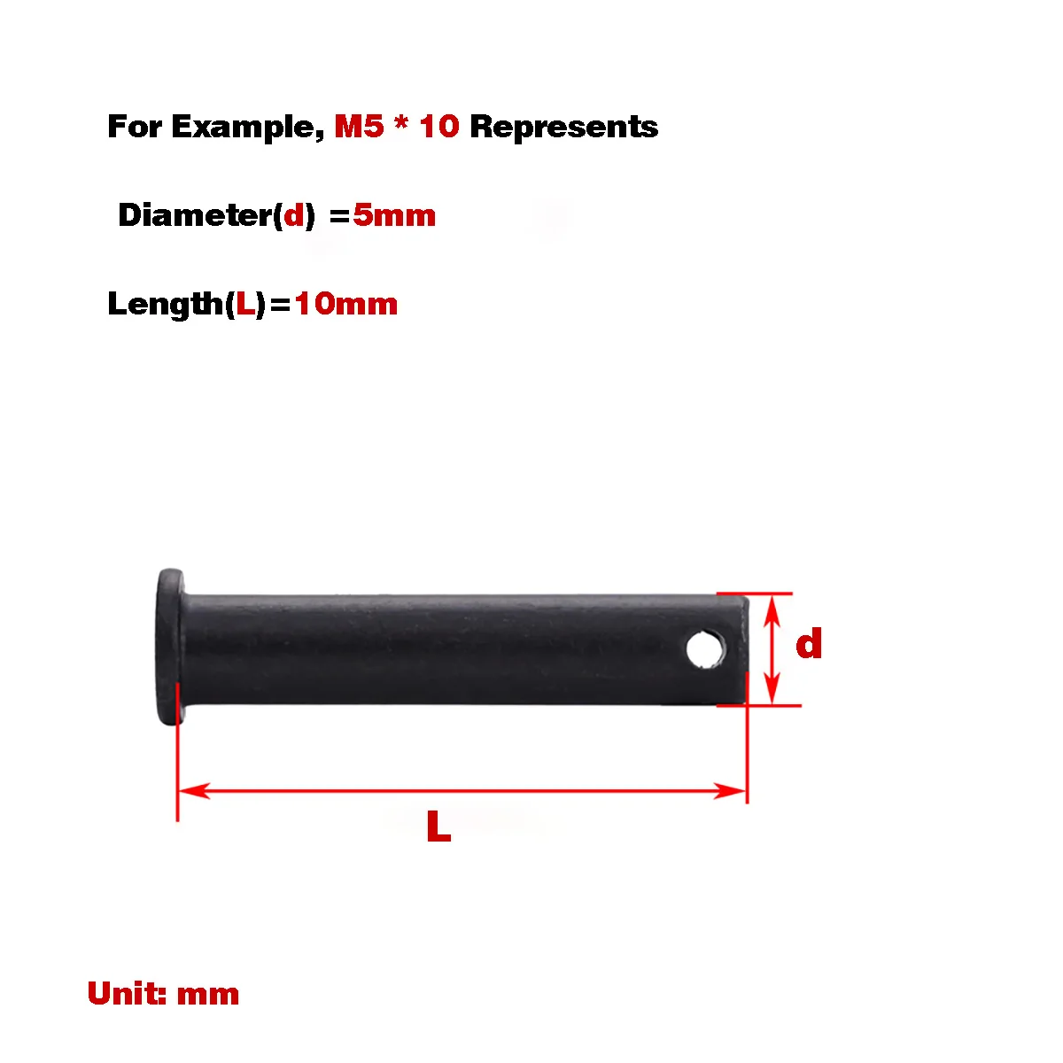 Koolstofstalen Platte Kop Geperforeerde Pin As M5-M20