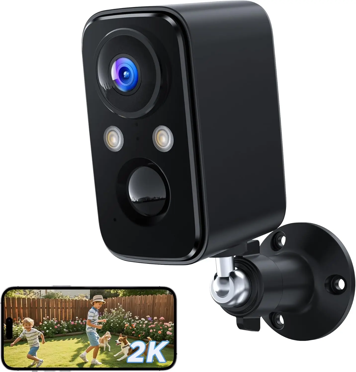 

2K Wireless Security Camera Outdoor Battery Powered with PIR Motion Sensor, Night Vision, 2-Way Audio for Home Surveillance