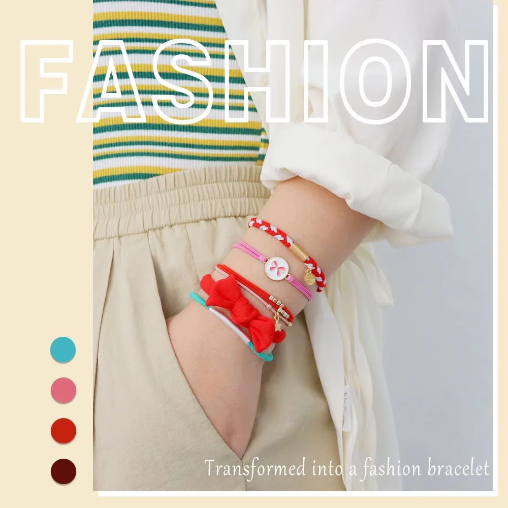 4 قطع من أربطة الشعر المطاطية من أمازون، أربطة شعر معدنية بوهو، وظيفة سوار مزدوج، حامل ذيل حصان