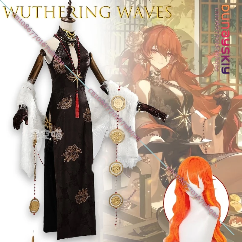 

AWuthering Waves Linkage Augusta Cosplay Costume Anime Gamer Outfit {SAIKOU} sexy Vintage Hepburn Dress Elegant Bodycon Dress