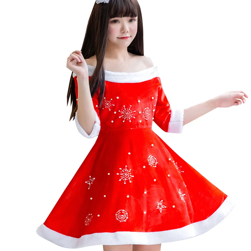 

Christmas Hat Dress Set Comfortable Costume for Kids Party Vacation Bright Color Christmas Clothes Stage Show Costumes Holiday