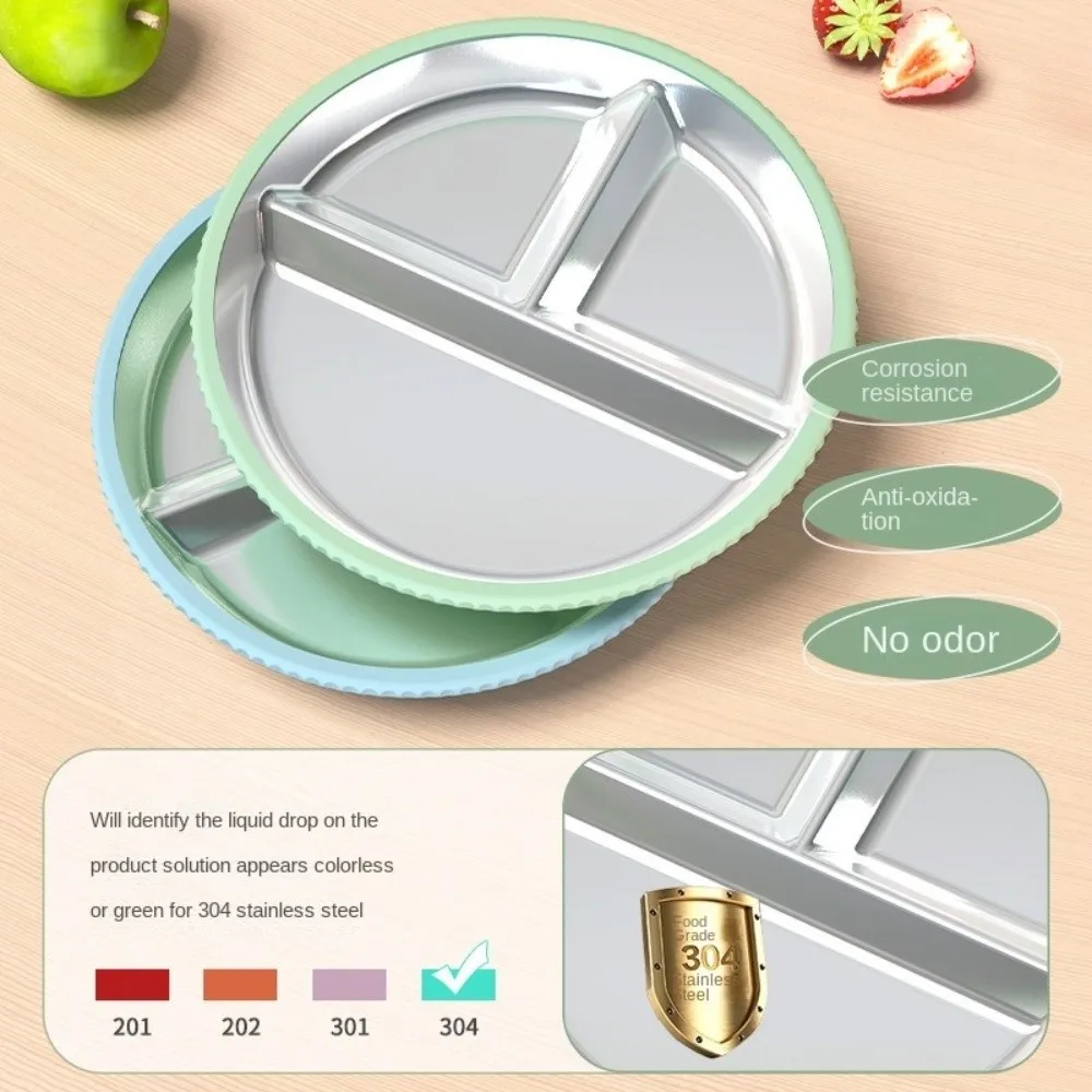 لوحات كأس شفط من السيليكون بتصميم مقسم 304 من الفولاذ المقاوم للصدأ خالية من مادة BPA لوحة طعام قابلة للفصل وغير قابلة للانزلاق #2