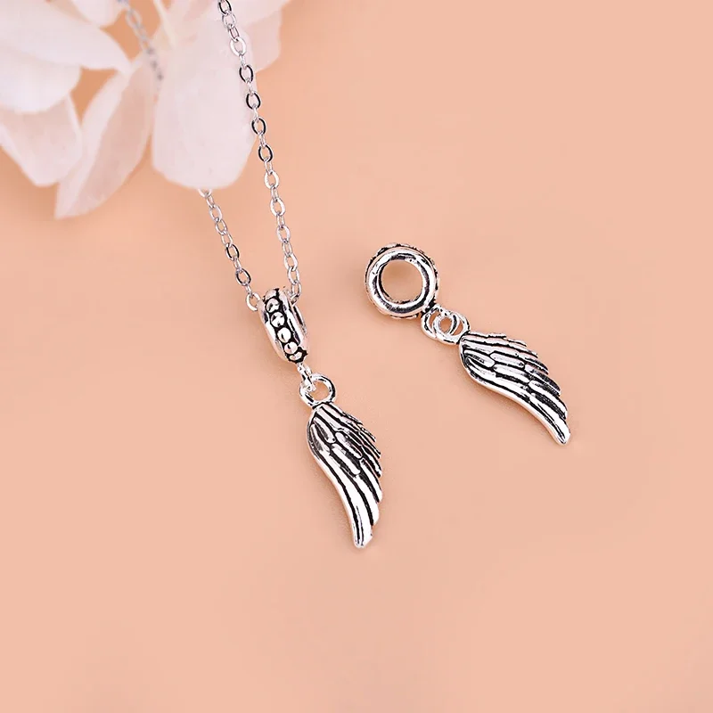 S925 Vintage Silver Wing Pendant Handmade pieces DIY bracelet item jewelry accessories