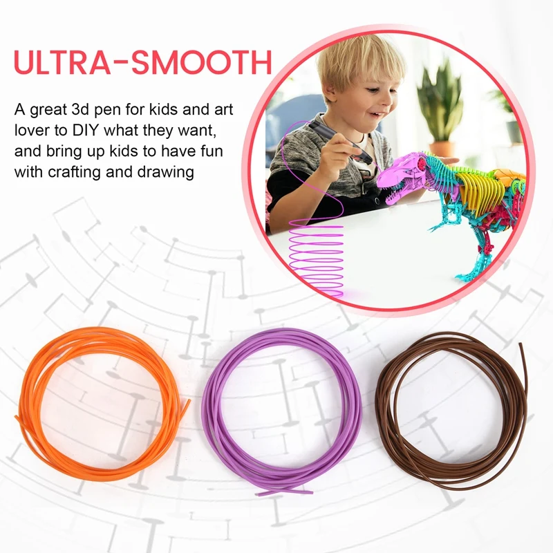 3D 프린팅 펜, PCL 필라멘트 리필, 1.75mm, 20 가지 랜덤 색상 팩, 저융점 온도 70 ℃, 어린이 선물 (200 FT)