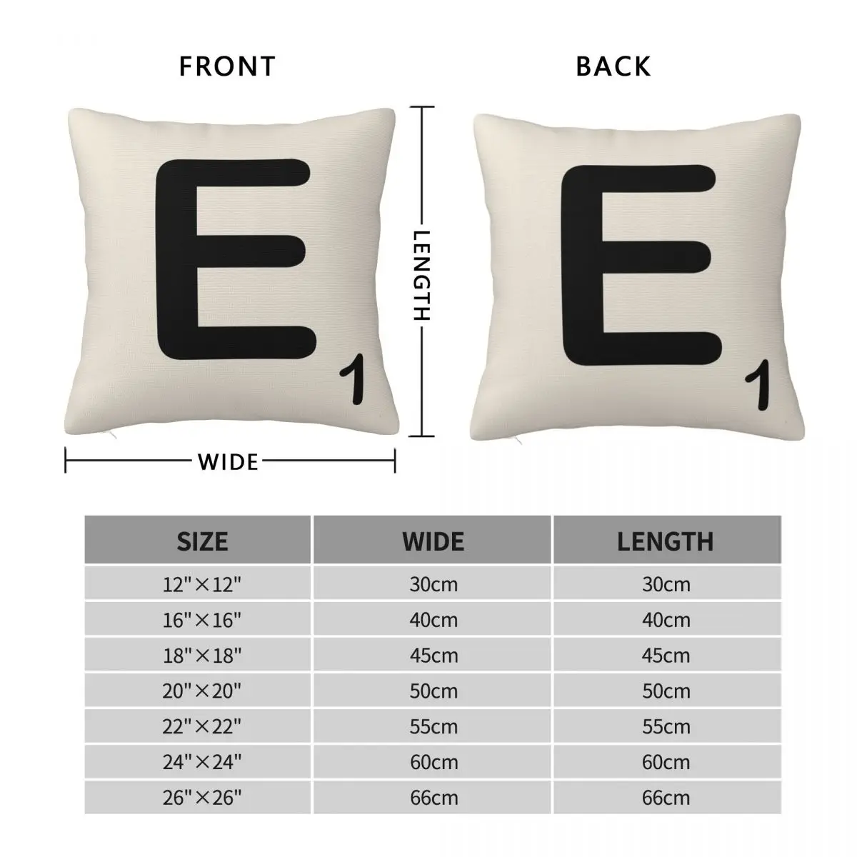 Scrabble Tile E Pillowcase Polyester Linen Velvet Printed Zip Decorative Throw Pillow Case Home Cushion Cover