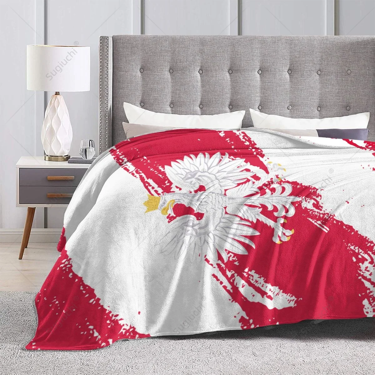 Blanket Poland Flag Color Flannel Multifunction Camping Sofa Cover Keep Warm image 4