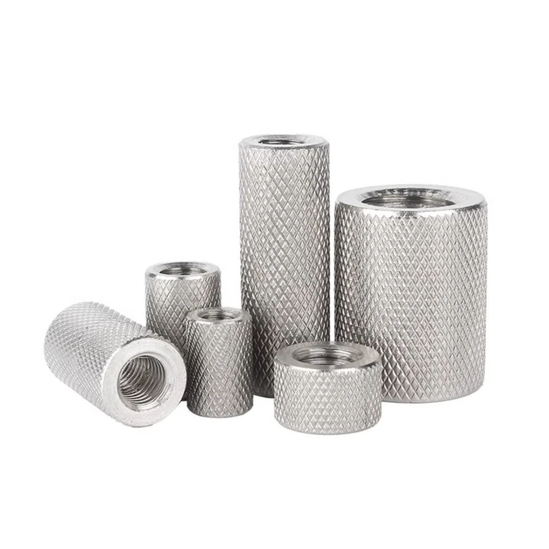 Knurled Round Coupling Nut M2M2.5M3M4M5M6M8M10M12M14M16 304 Stainless Steel Extended Cylindrical Flat Head Hand Twisted Mesh Nut