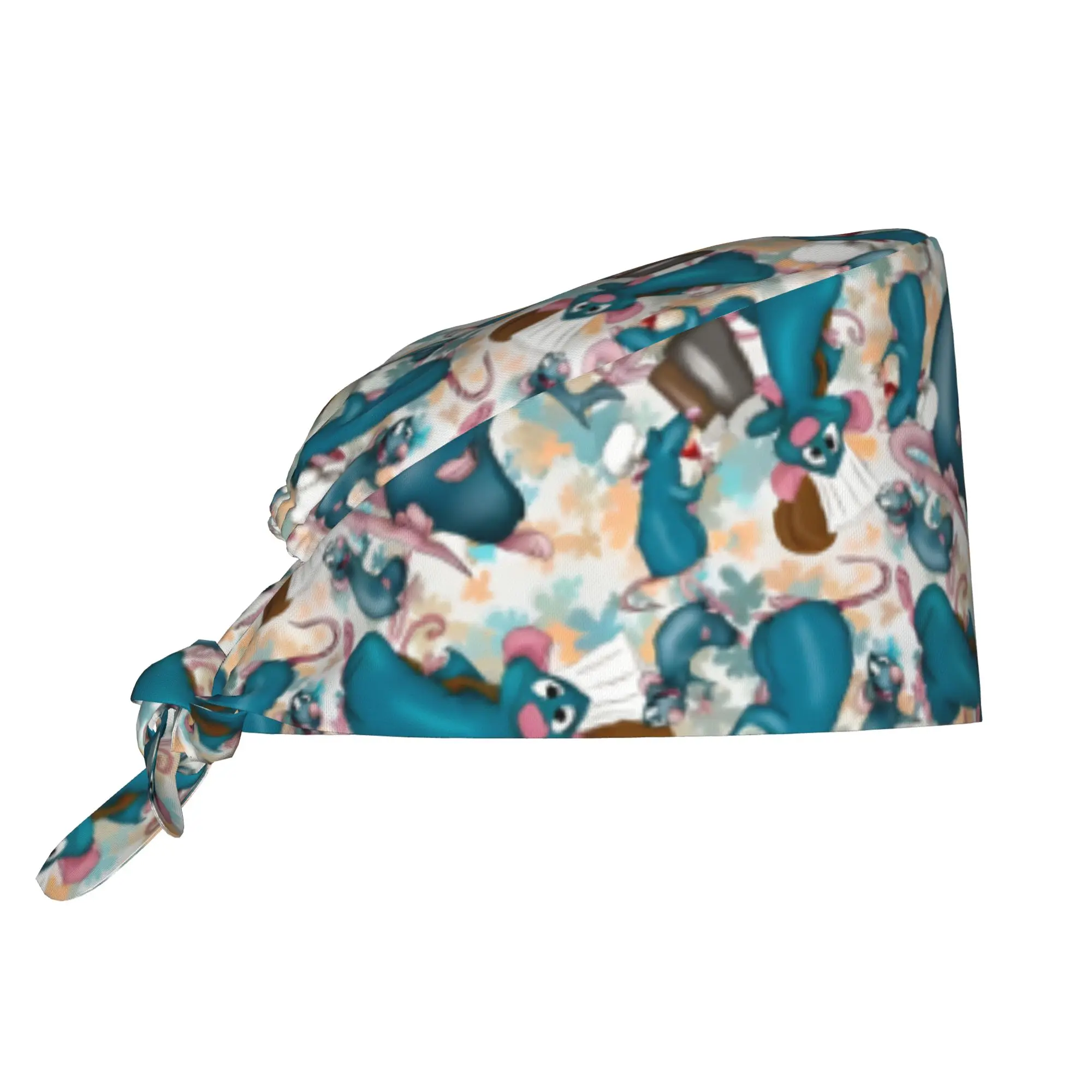 Custom R-Ratatouilles Anime Chef Medical Staff Scrubs Hat Men Women Mouse Doctor Nursing Surgical Cap Scrub Caps