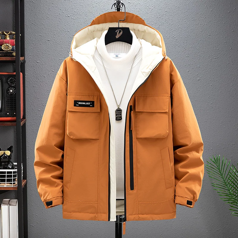 

Winter Warm Cotton-padded Jacket Men's Solid Color Casual Men's Down Cotton-padded Jacket Simple Jacket Light Color Mature Style