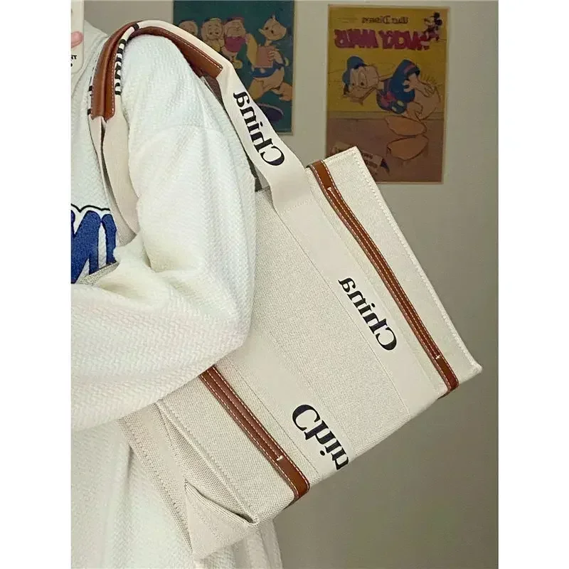 Have Logo y2k Luxury Bag women\'s handbags trend 2024 designer Canvas Leather Letters Shopping Bag Classic Woody Large Tote bags