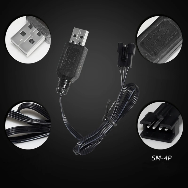 Fast Speed 7.4V Lithium Battery Charging, USB Charging Cable for Remote Controls Car with SM4P Reverse Plug Protections Dropship