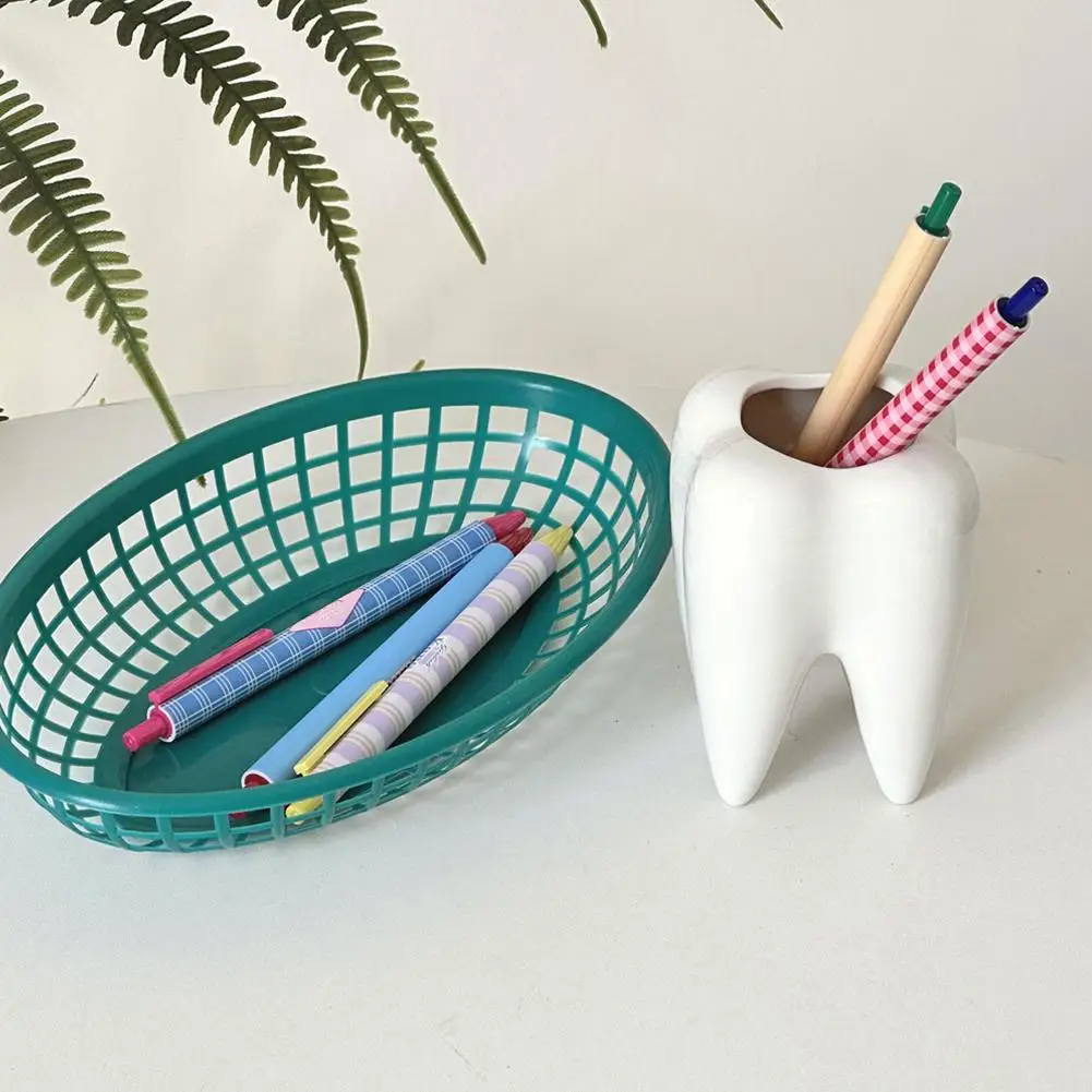 Funny Tooth Shape Ceramic Pen Pencil Pot Holder Storage Pens Dentist Organizer Dentistry Gifts Container Desk Stand O5Z7