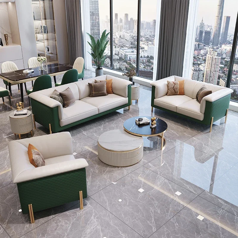 

z High Quality Modern Villa Home Leisure Leather Furniture Living Room Modular Luxury Combination Sofa