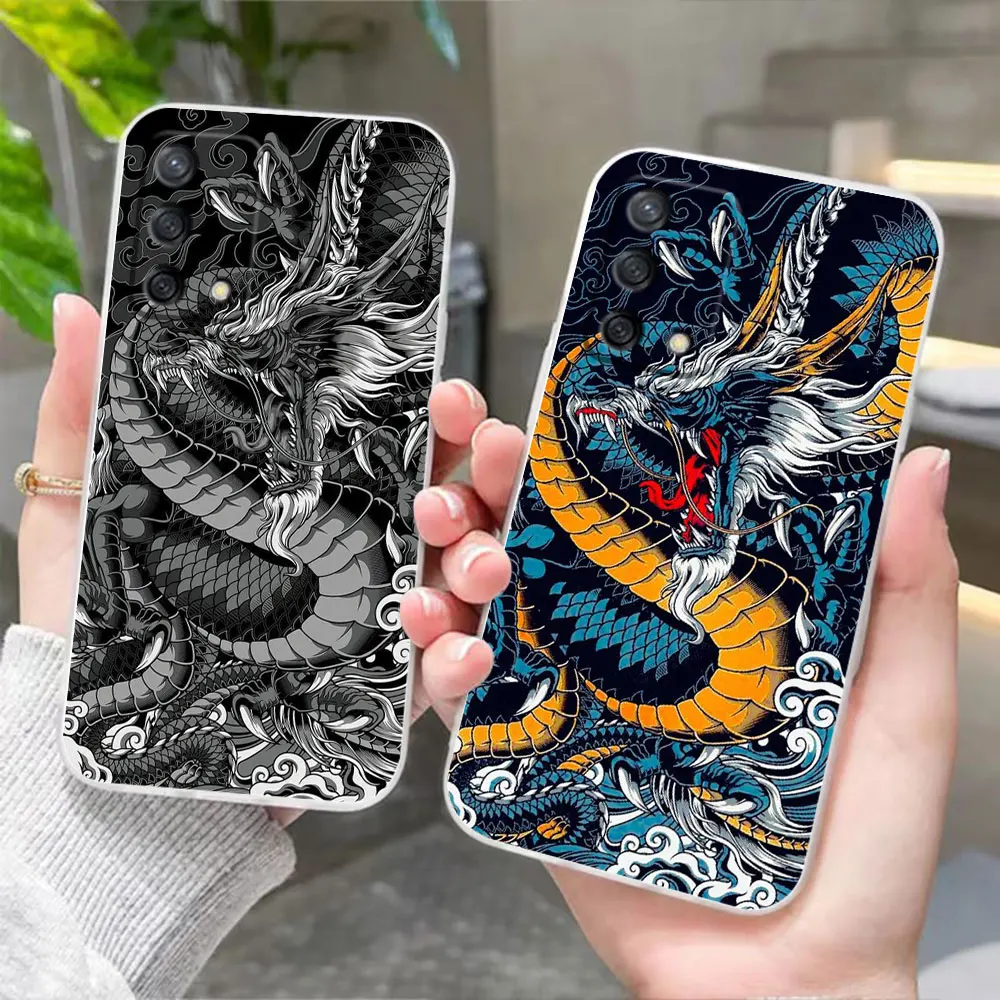 Clear Phone Case For OPPO A98 A97 A96 A95 A94 A93 A92S A74 A72 A57 A55 A54 A53 A32 A17 A16 4G 5G Case Mythical Dragon And Tiger