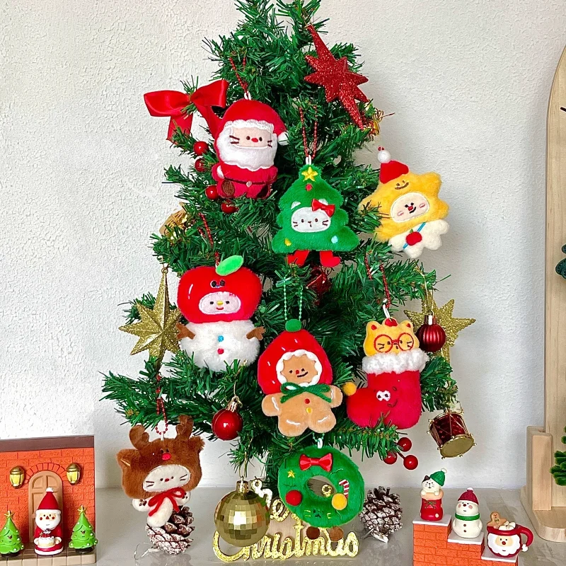 

Kawaii Рождественский плюшевый брелок с рисунком Санта-Клауса, рождественская елка, кукла, мягкие игрушки, автомобильный брелок, сумка, подвесной декор, подарок