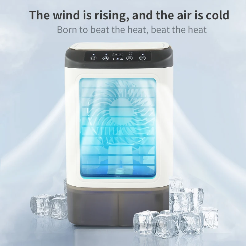 USB Portable Mini Air Conditioner Fan with 3 Speed Gears Home Desktop Cooling Fan LED Night Light Air Cooler for Room Office Cam