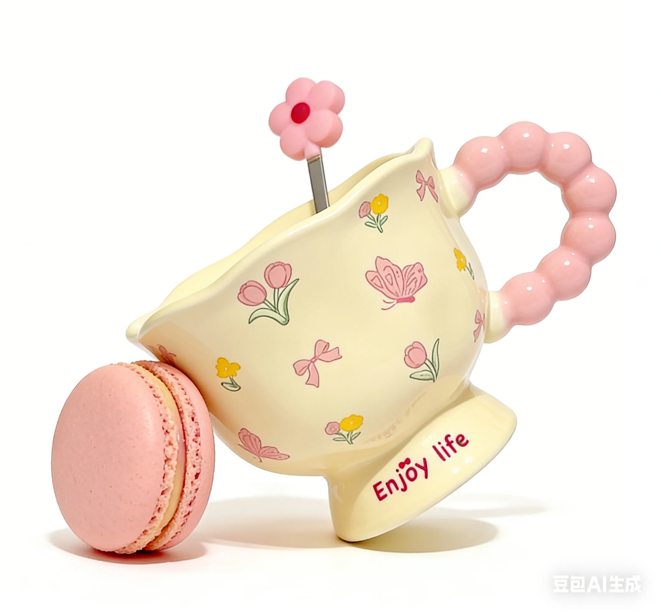 Mug à café en céramique créatif à motif floral pour filles - Tasse décorative de grande valeur, cadeau d'anniversaire idéal pour la maison