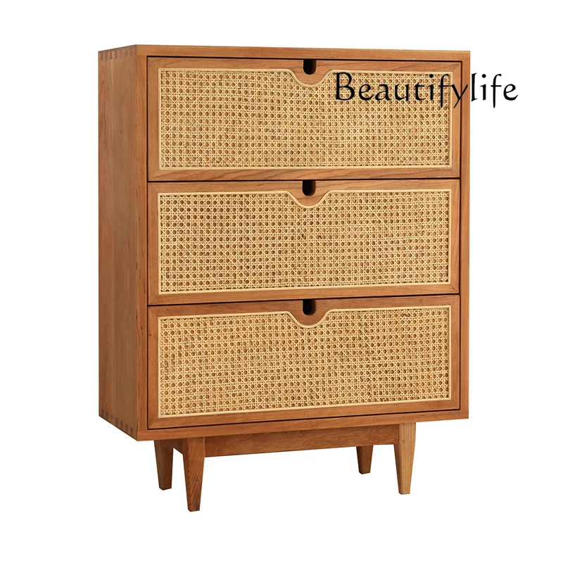 Three-Bucket Cabinet  Six Chest of Drawer Sofa Side Cabinet Internet Celebrity Rattan Bed & Breakfast Storage Cabinet