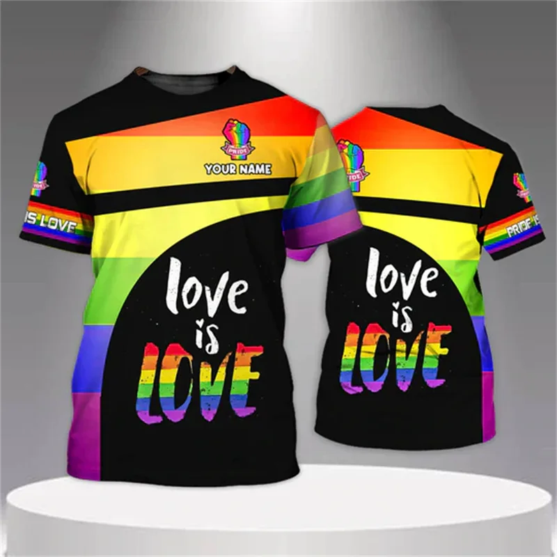 LGBT Pride 3D Printed Man T Shirts LGBTQ Gay Couples T-shirt Love Is Love Rainbow Flag Short Sleeves Tops O Neck Tees Clothes