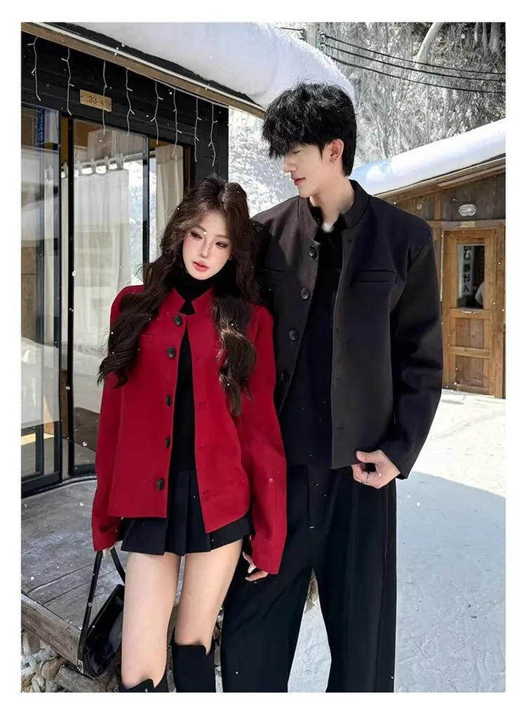 

New Chinese Sle Couple Clothes Autumn Winter Casual Loose Jaet Men's Women's Trendy Brand Outerwear Comfortable Cotton Inner