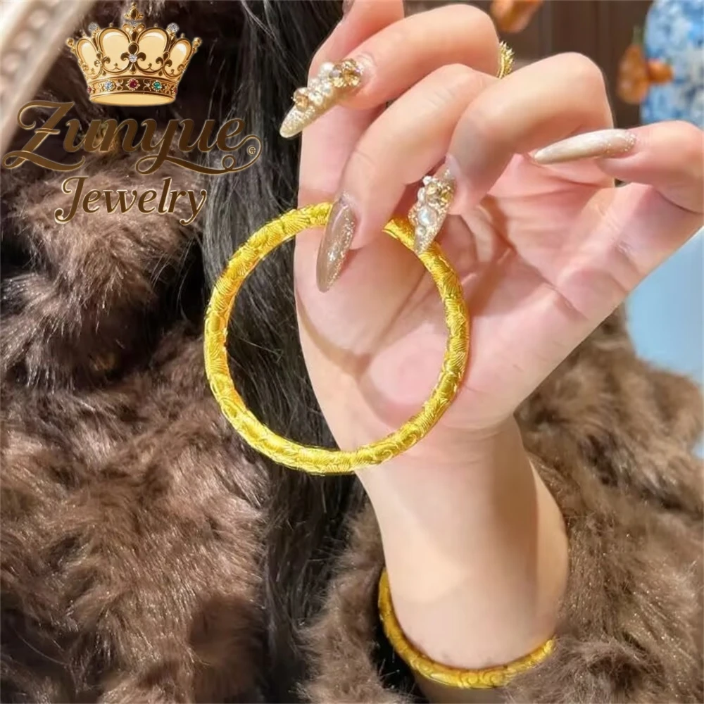 High-End Sand Gold Peony Flower Open Bracelet Luxury Quality Jewelry Best Selling Handicraft Gift For Friend Exquisite Popular