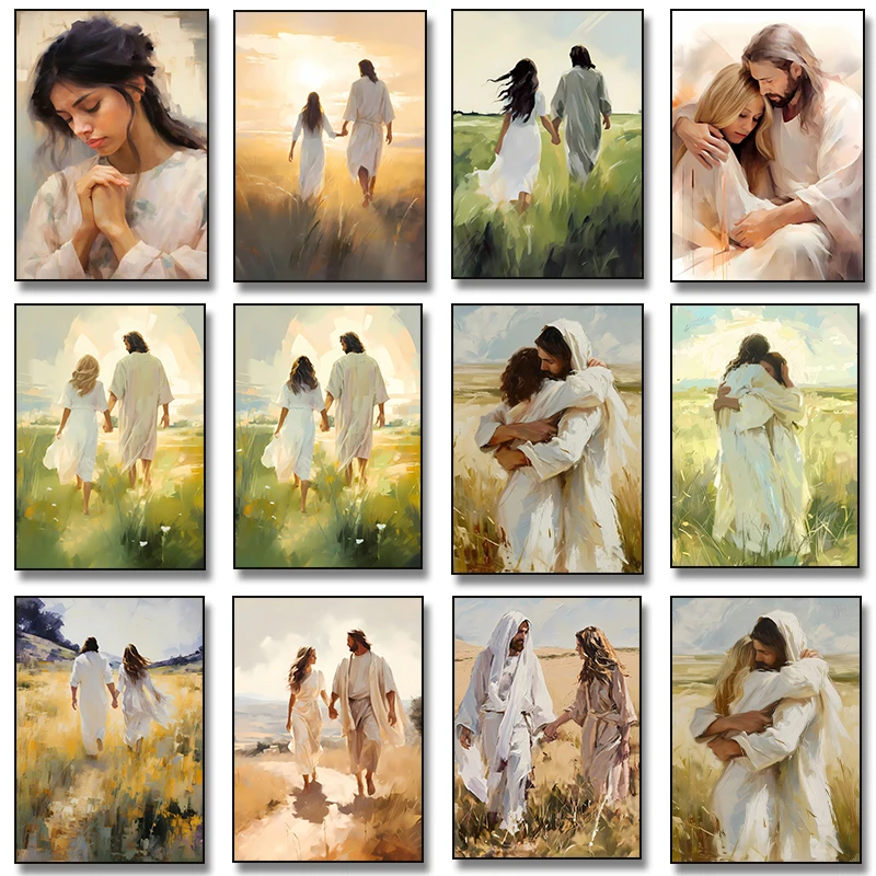 Affiche de Jésus avec les bras de la misériULpour la décoration intérieure, peinture sur toile, impression d'inspiration de la foi, art mural, image religieuse, salon