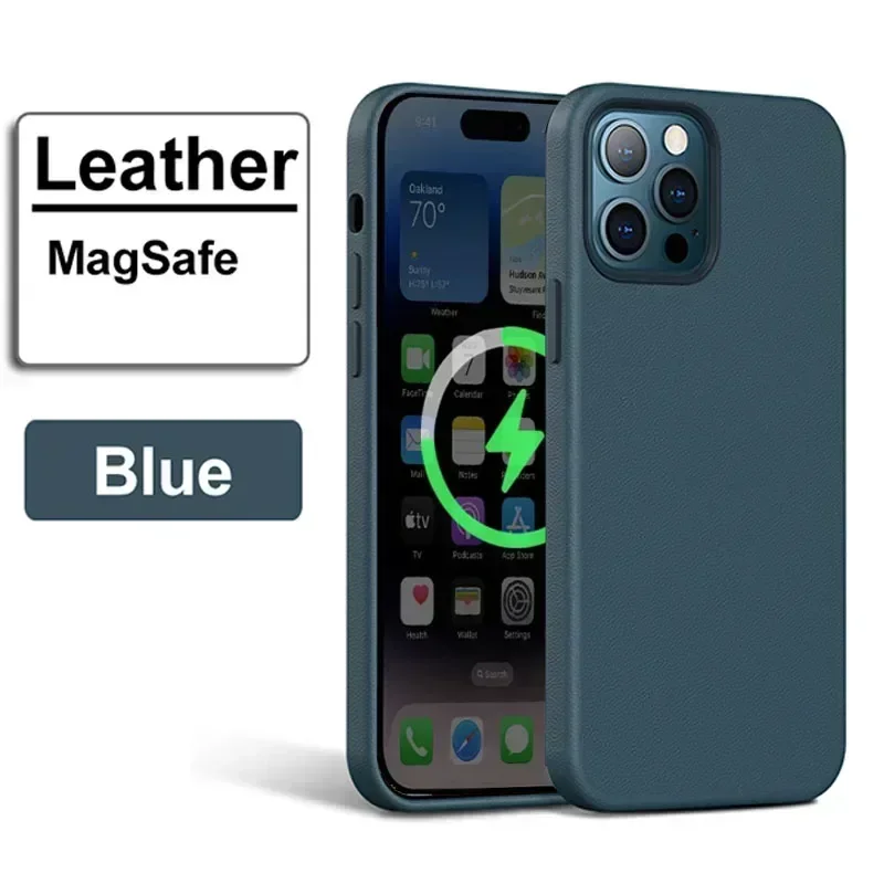 Luxuriöse Magnetische Lederhülle für Apple iPhone 17 Pro Max 16 13 12 14 15 Plus Offizielles MacSafe für Magsafe iPhone Cover Etui