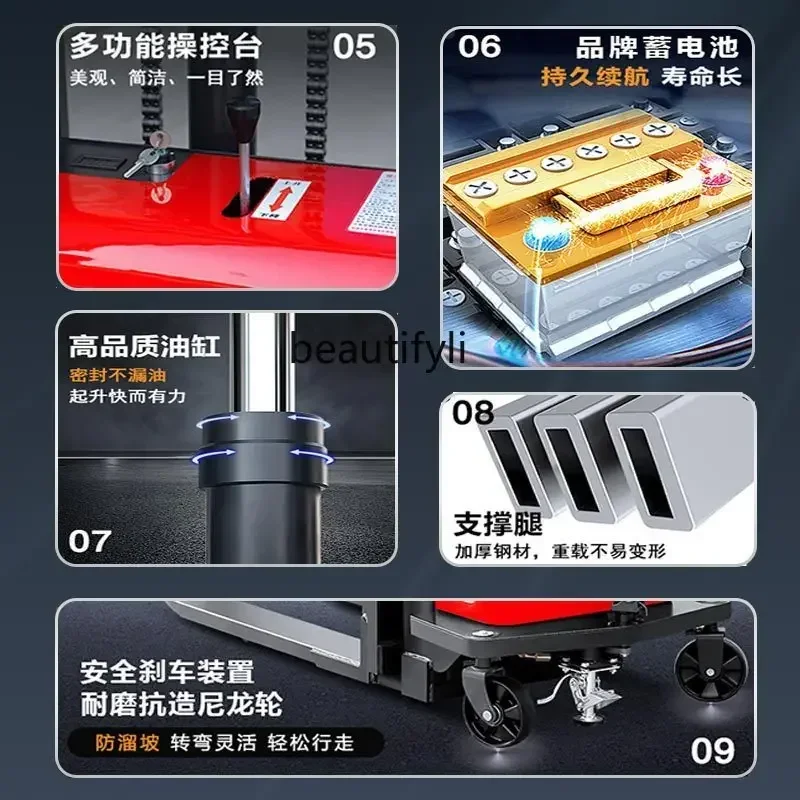 Alat angkut elektrik, nnsemi-electric stacker susun listrik hidrolik mengangkat forklift lift listrik