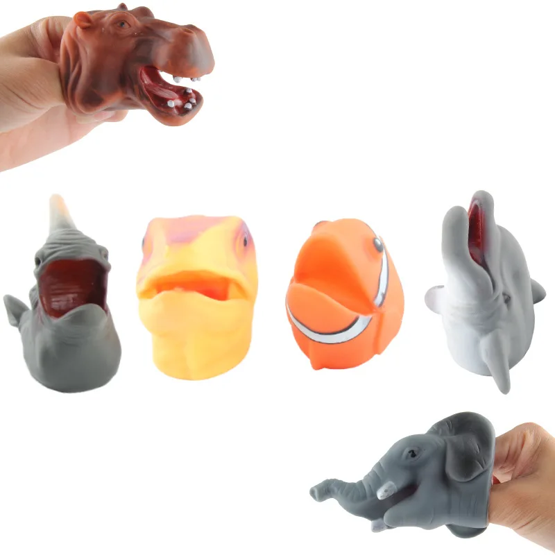 Mini Animal Hand Puppet Toy Set para crianças, Divertido golfinho elefante presente educativo, Storytelling Finger Animal, Engraçado