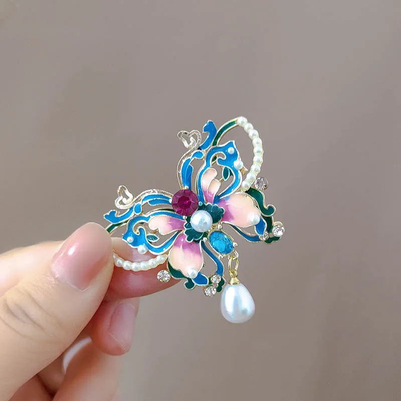 Эмалированная брошь-бабочка, высококачественный жемчужный кулон, брошь-булавка, элегантные женские аксессуары, высококачественные аксессуары