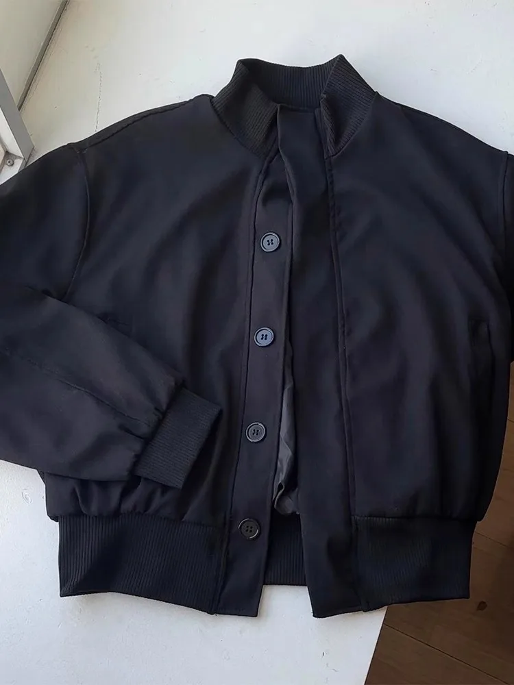 

Cleanfit Bla ort Flight Jaet Мужская весенне-осенняя американская ретро воротник-стойка Бейсбольный orm ape oulder Верхняя одежда