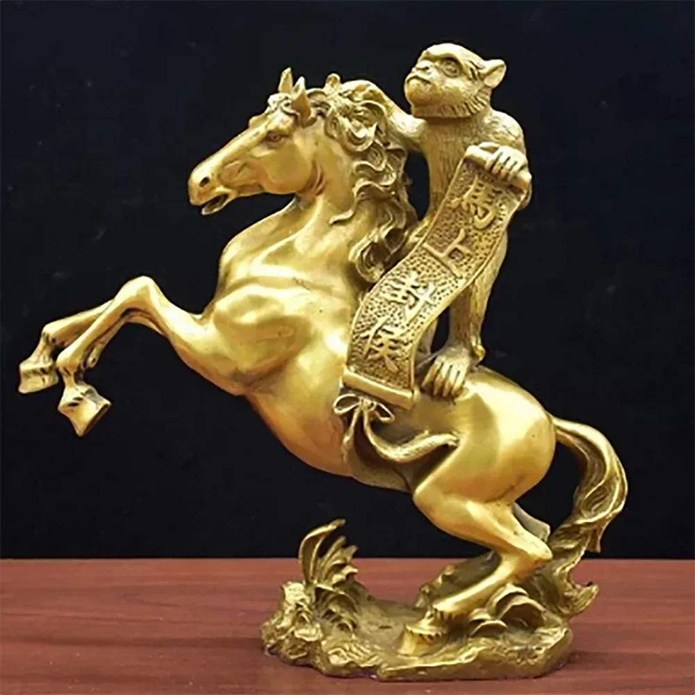 Chinese Monkey Zodiac Animal Statue Bronze Horse Decoration Living Room Yuanbao Fengshui Decoration Immediately Seal Marquis