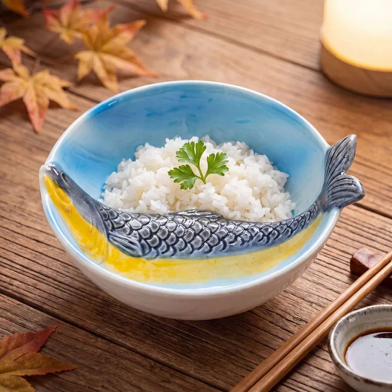 Nordic Fish Shape Ceramic Bowl Ornaments Living Room Kitchen Dining Table Dessert Plate Rice Bowl Storage Crafts Home Decoration