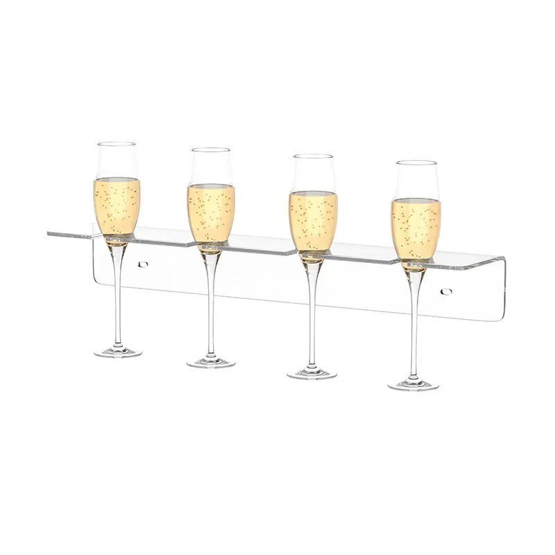 Clear Acrylic Wine Glass Holder Wall Mounted, Under Cabinet Hanging Wine Glass Rack, Champagne Wall Holder for Party