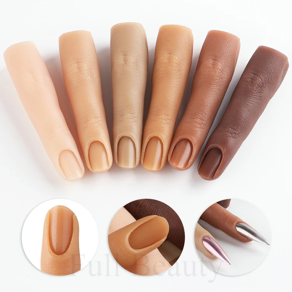 Soft Silicone Practice Fake Finger Nail With Joints Bendable False Fingernails Tips Manicure Nail Training Model Accesories TRGJ