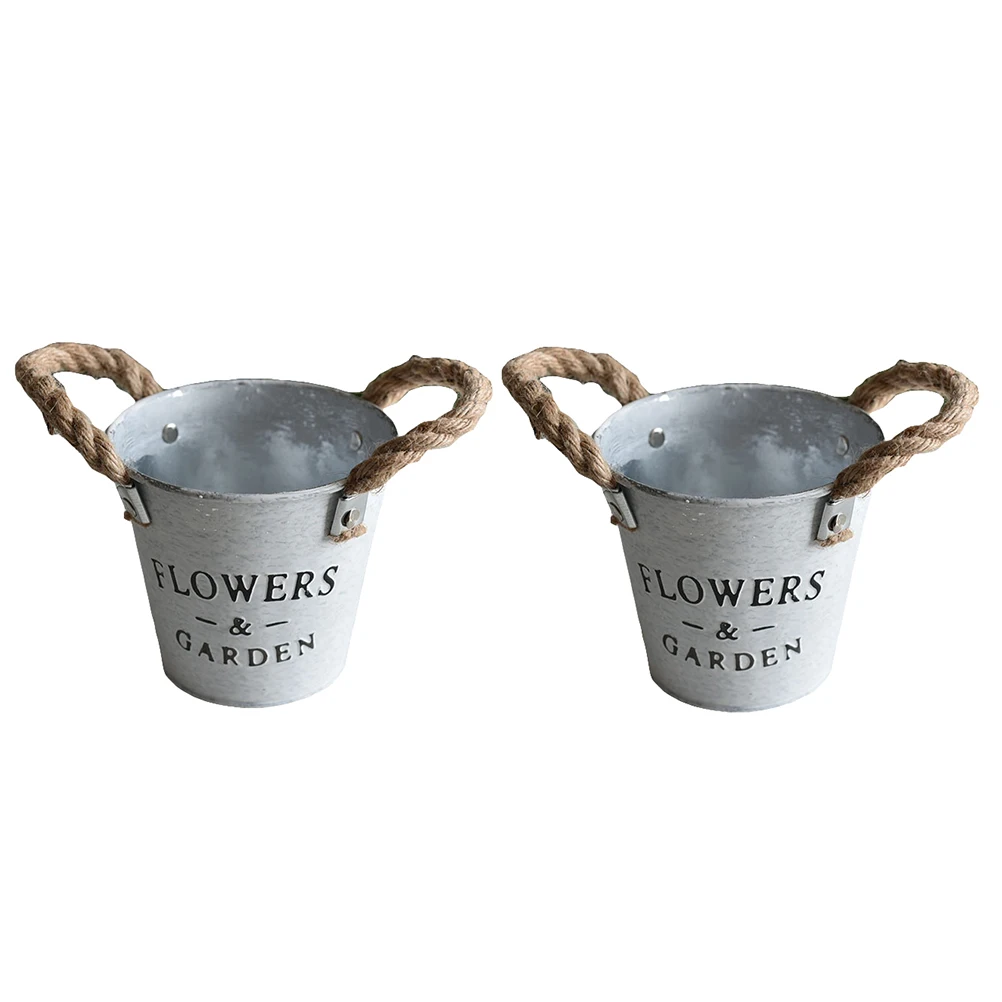 

Iron Flowerpot Bucket Planter for Home Bedroom Party DIY Floral Arrangement Decor Galvanized Pots Succulent Plant