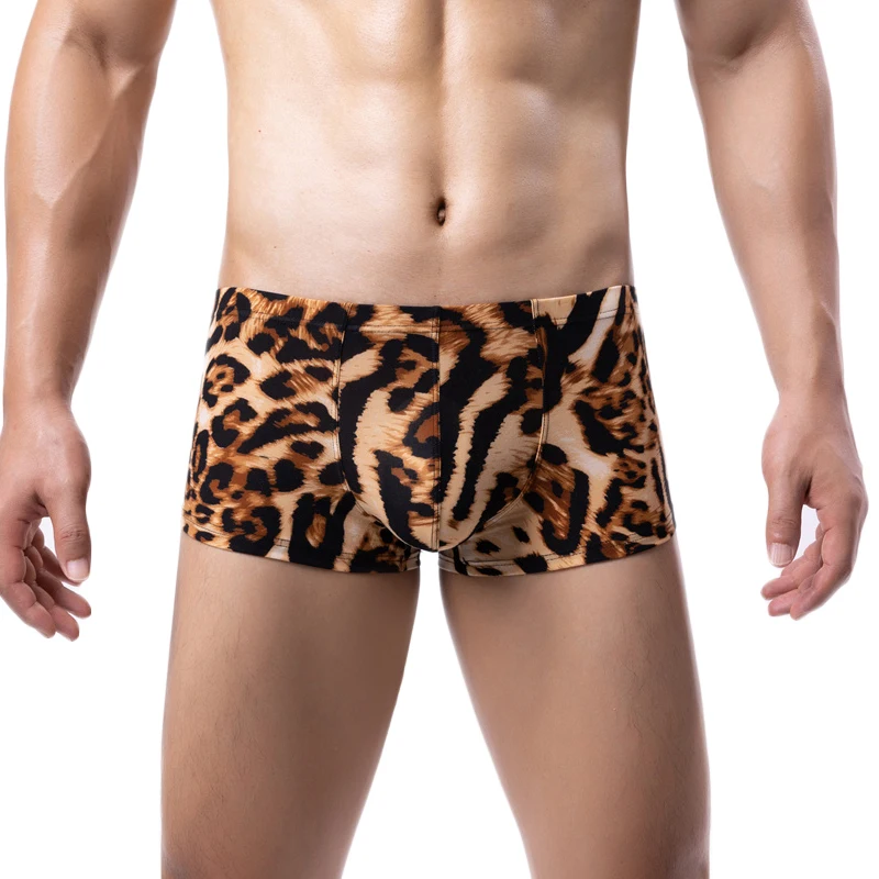 Sexy Men\'s Boxers Underwear Leopard Pattern Low Waist Soft Boxershorts Underwear Men Lingerie Underpants