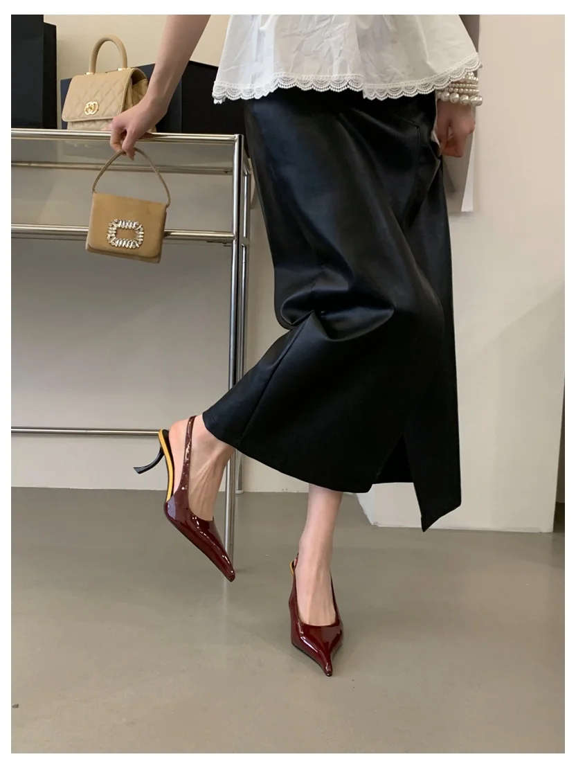 2026 SPring New Brand Pointed Toe Slingback Sandal Thin Heel Pumps Shallow Slip On Ladies Elegant Sandal Fashion Pumps For Party