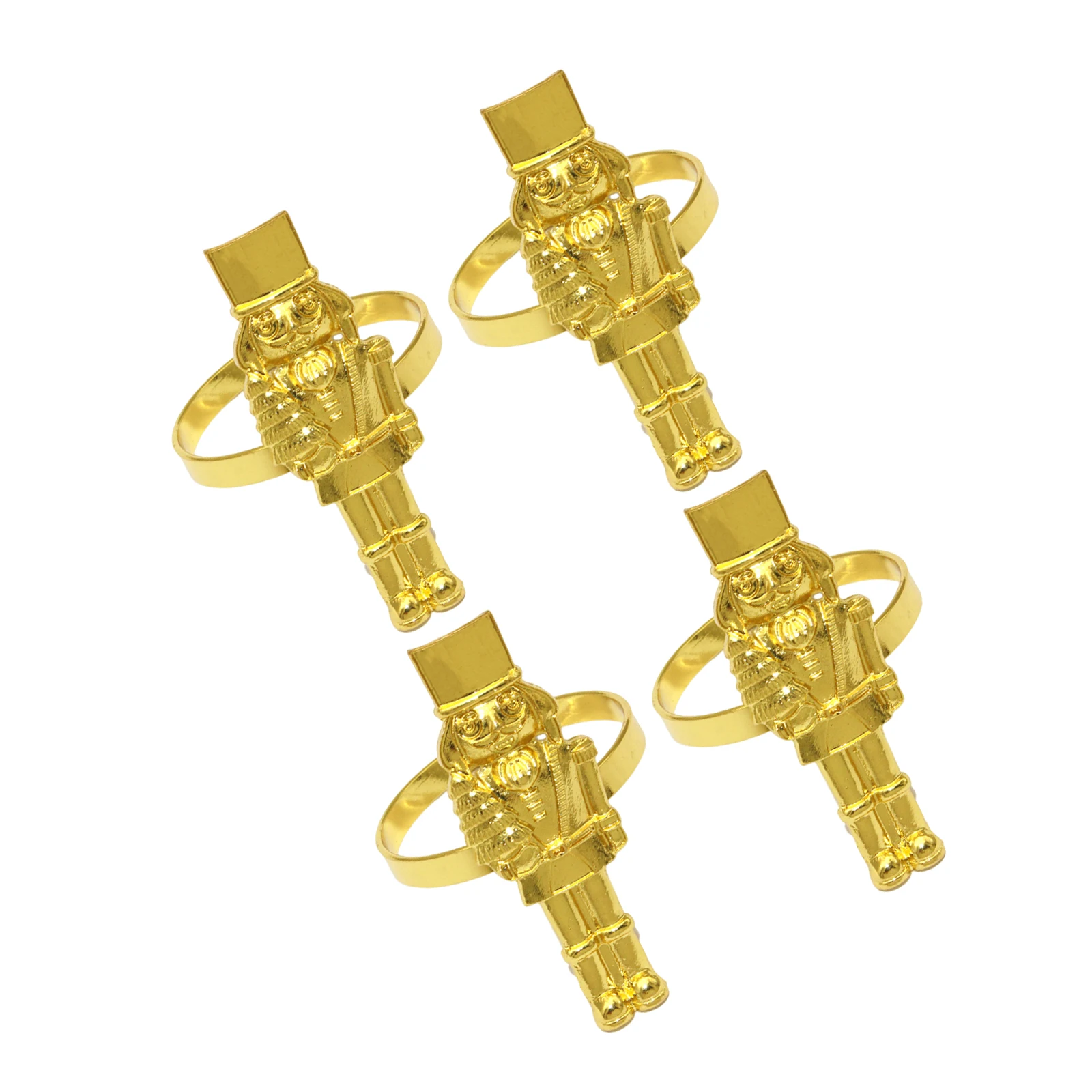 

4pcs Nutcracker Napkin Rings Gold Alloy Holiday Table Decor Christmas Party Supplies Metal Napkin Holders For Dining Kitchen Bar