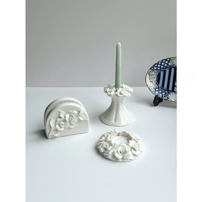 

Автономная сказочная энергия, кремово-белый керамический подсвечник ручной работы с объемным цветком, зажим для ткани, свадебный комплект