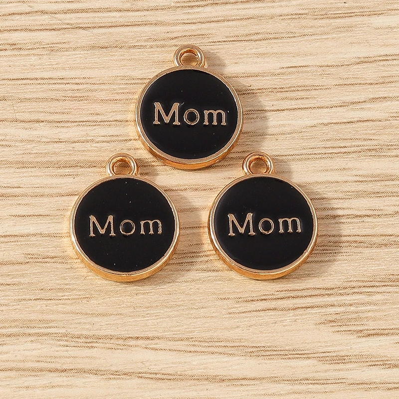 10 Stück 11 x 14 mm niedliche bunte Emaille MOM Buchstaben Charms Anhänger für Schmuckherstellung Ohrringe Halskette Armbänder DIY Bastelbedarf – Detail 7