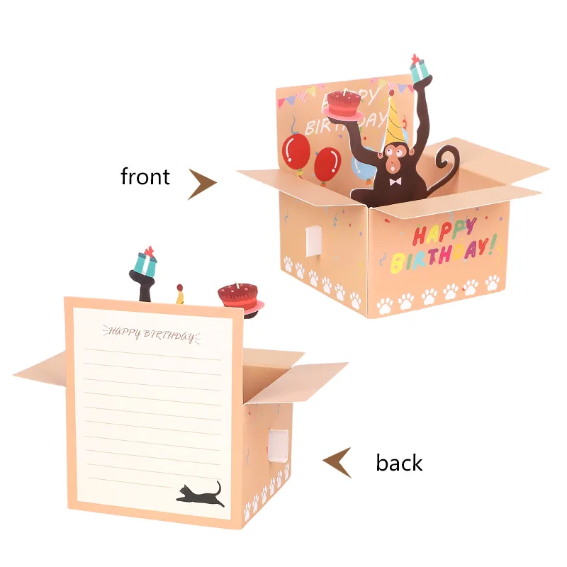 3D-Pop-Up-Geburtstagskarte mit „Happy Birthday“, handgefertigte Einladungsgrußkarte aus Papier für Geburtstagsfeier, Hochzeit, Dekorationszubehör – Detail 9