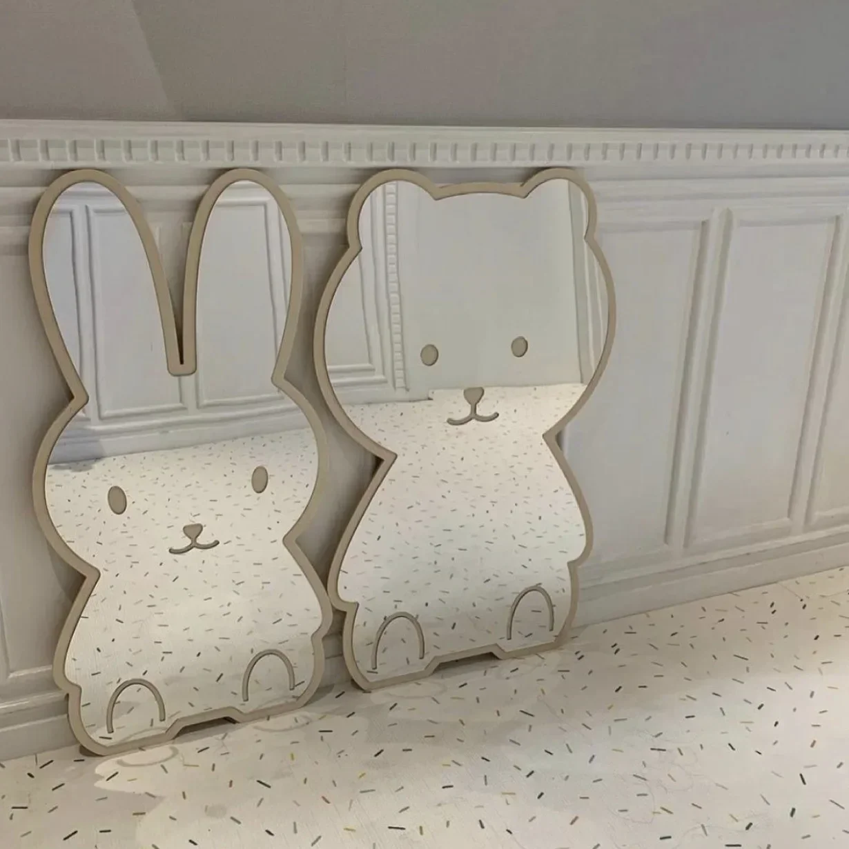 Creative Decorative Mirror for Kids Room Cute Bear Rabbit Shape Acrylic Mirror Baby Photo Props Nordic Home Nursery Decor