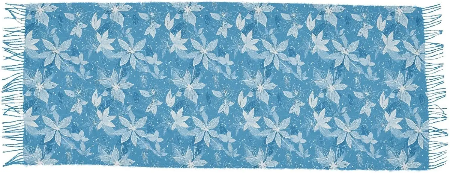 عيد الميلاد نمط الأزهار الطفل الأزرق شالات ويلتف الشتاء الكشمير وشاح لطيف السيدات هدايا عيد الميلاد #3