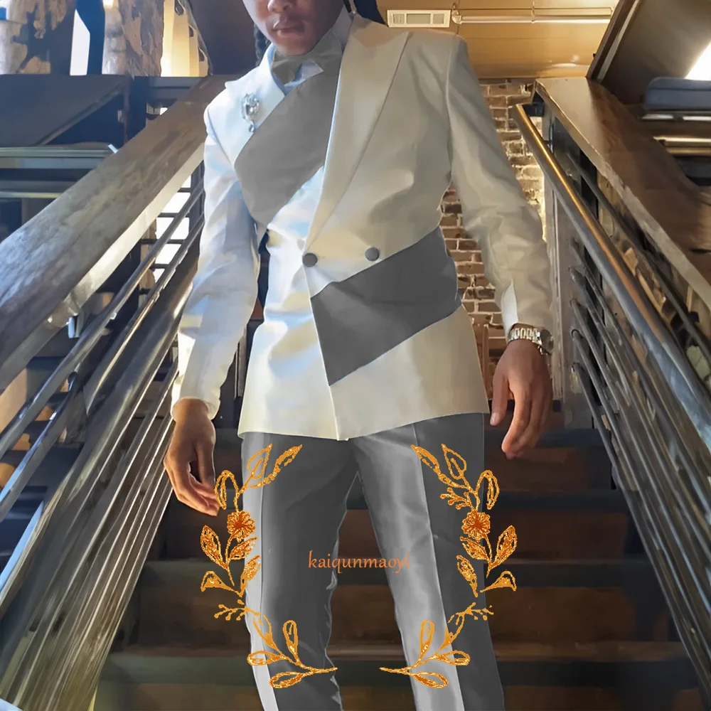 Men\'s Suit 2 Piece Set Stylish Design Formal Party Dress Elegant Men\'s Suit Color Block Blazer Pants Customized Outfit