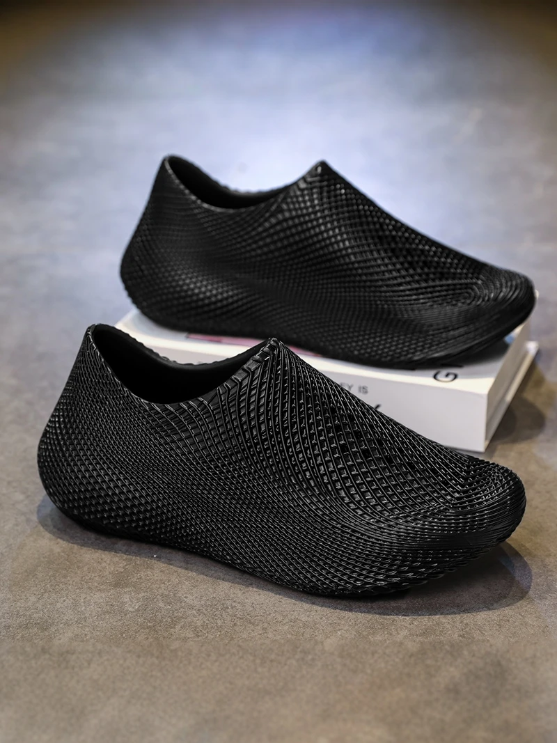 

3D Printed Men's Slip-On Shoes Waterproof Non-Slip Breathable Wear-Resistant Oil-Resistant Kitchen Work Shoes Summer Casual F...