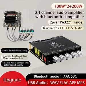 2*100W+200W TPA3221 Bluetooth Power Amplifier Board 2.1 CH Clase D Subwoofer de sonido USB Audio Audio Equaliz 8 mejores ventas TPA3221 Amplificador - №1