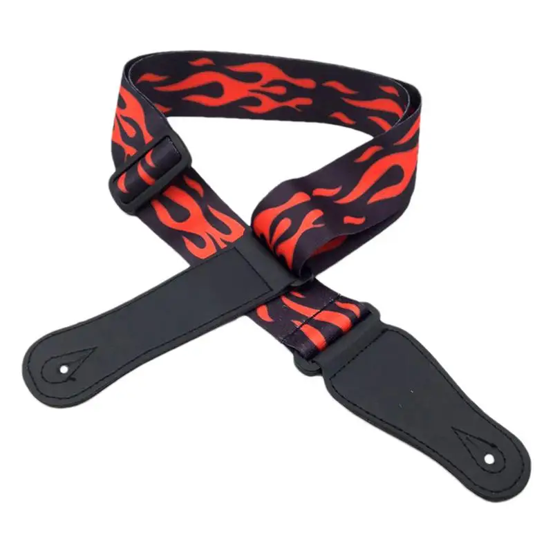 

Плечевой ремень для гитары Ремень для электрогитары Регулируемая длина Расширенные аксессуары для музыкальных инструментов с модным пламенем